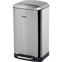 Lixeira inox retangular 30L com pedal cinza