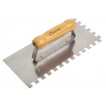 Desempenadeira em a�o dentada com cabo de madeira 10x10mm - 60904