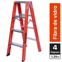 Escada tesoura dupla em fibra de vidro 4 degraus 1,20 m - ESC04120 