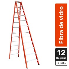 Escada tesoura dupla em fibra de vidro 12 degraus 3,60 m - ESC12360
