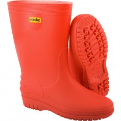 Bota de PVC cano m�dio vermelha com forro