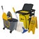 Kit para limpeza profissional preto e amarelo e balde Due cinza com 6 pe�as - Pratic